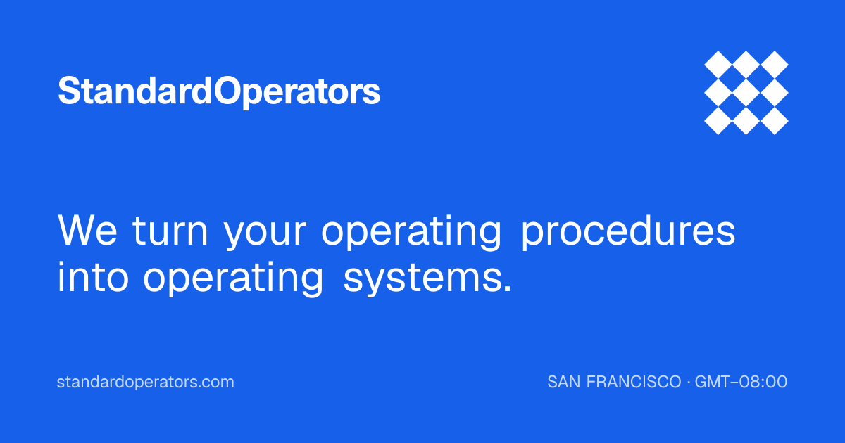 Standard Operators — Supply chain procedures that run themselves